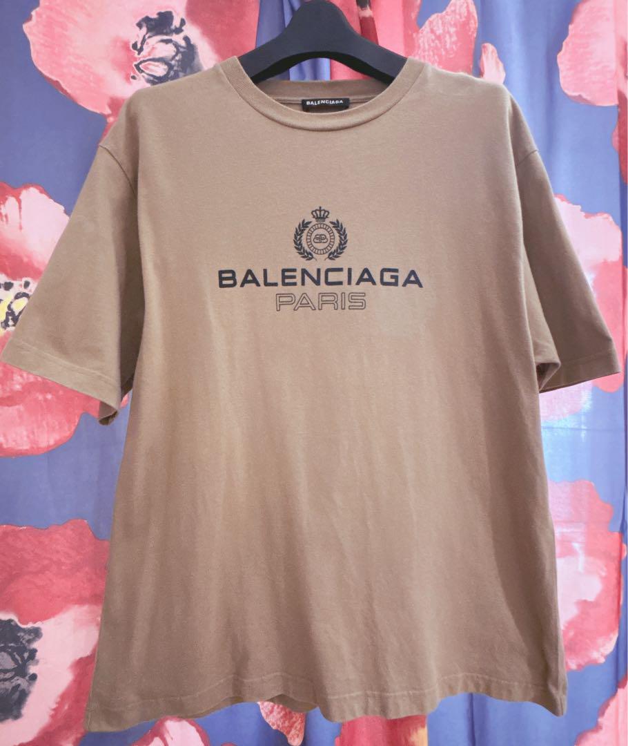 BALENCIAGA ロゴ入り ブラウン Tシャツ