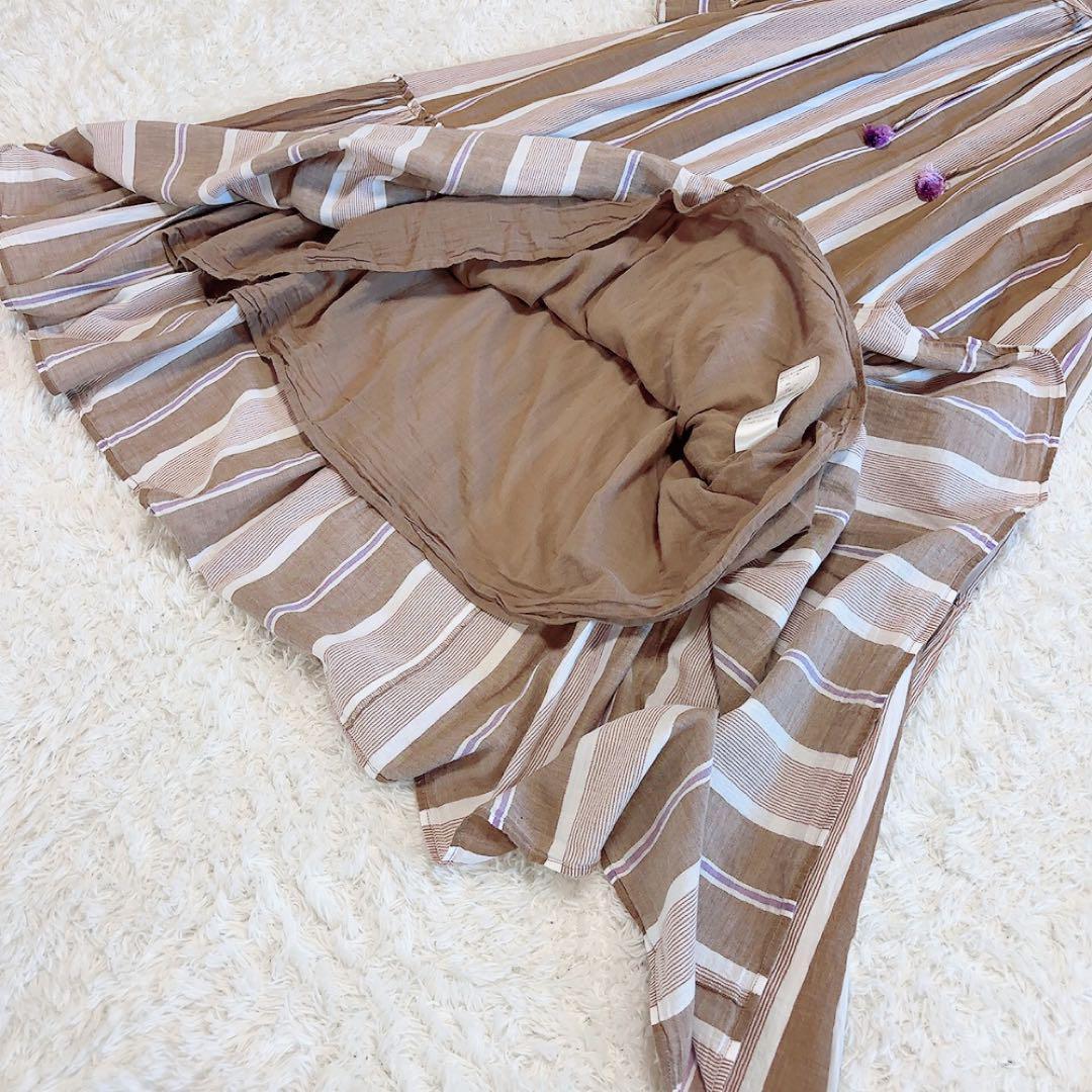 ヌキテパ コットンボイルワンピース ストライプ マキシ丈 Mサイズ