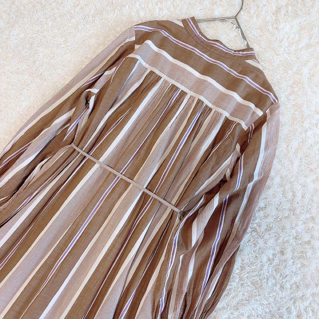 ヌキテパ コットンボイルワンピース ストライプ マキシ丈 Mサイズ