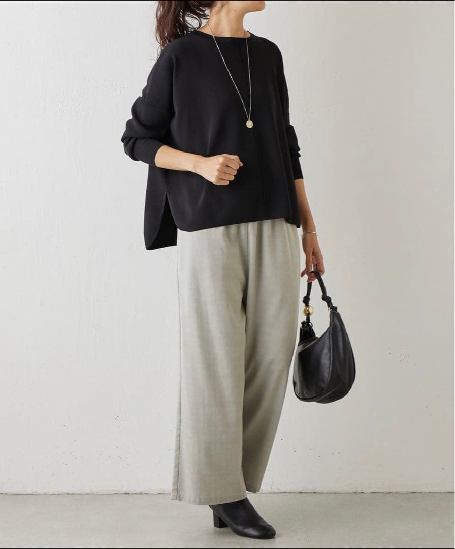 ビアズリー　マルチウエストリブパンツ　ライトグレー　サイズ1 新品