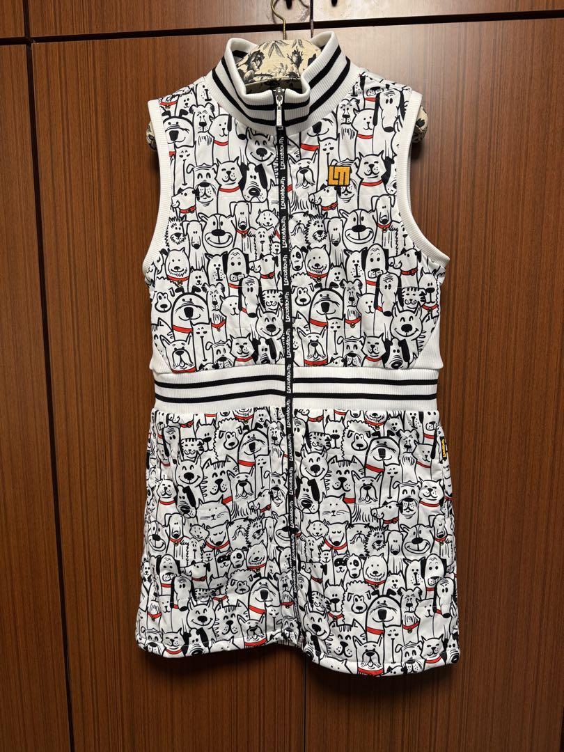 LOUDMOUTH 犬総柄ジップアップワンピース