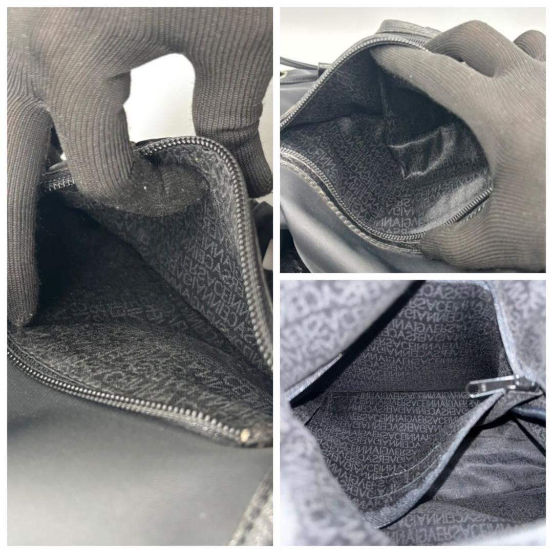 【美品】ヴェルサーチ リュックサック サンバースト メデューサ金具 銀金具 黒