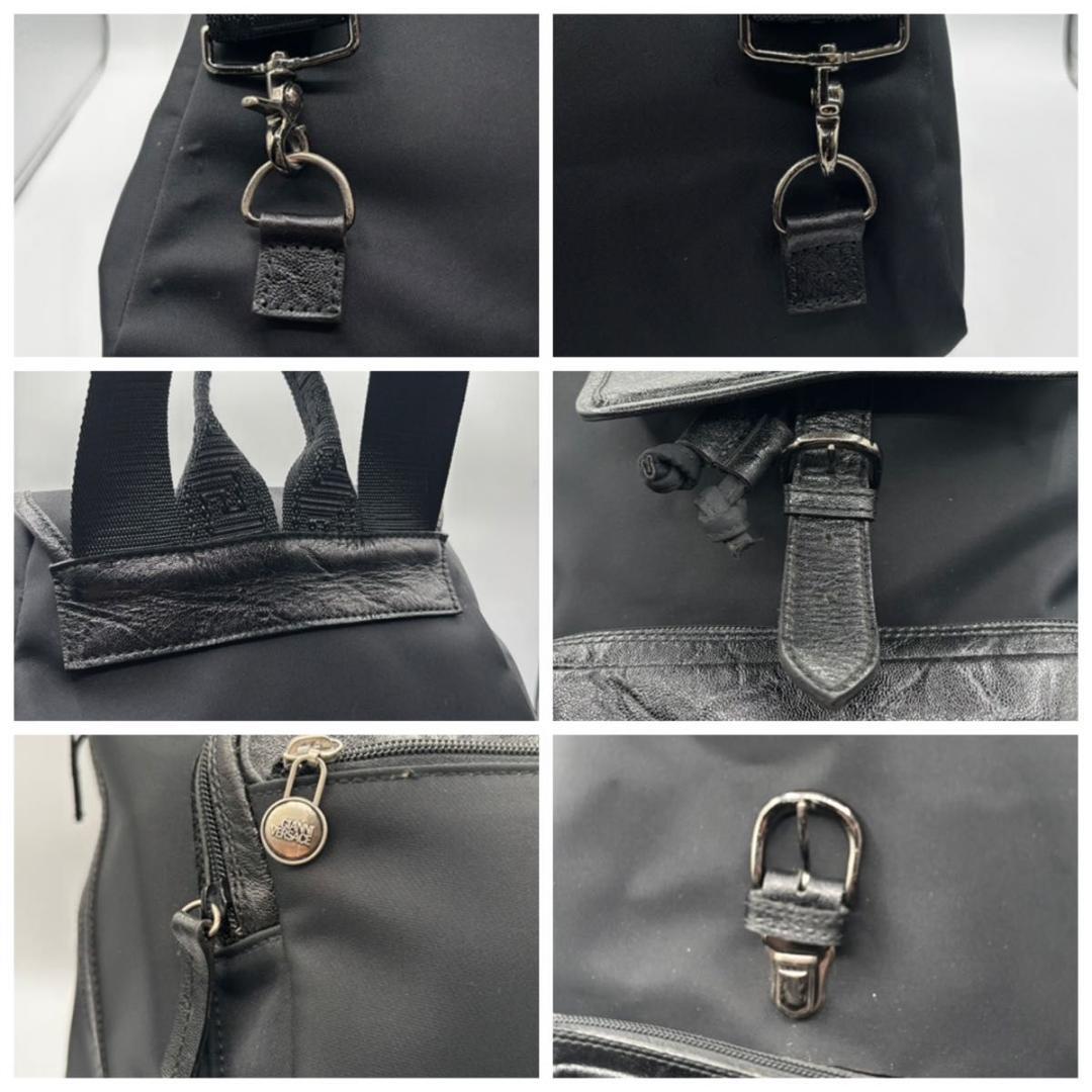 【美品】ヴェルサーチ リュックサック サンバースト メデューサ金具 銀金具 黒