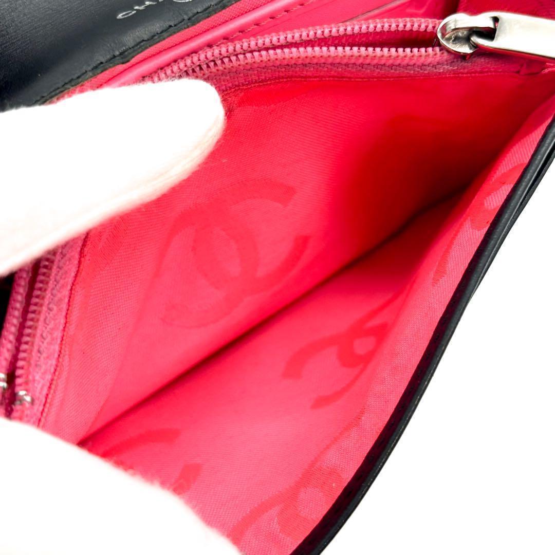 美品✨Gカード付】シャネル カンボンライン ミディアム 財布