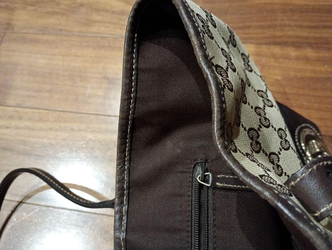 くらげ☆Gucci ハンドバッグ ベージュと黒 キャンバスとレザー