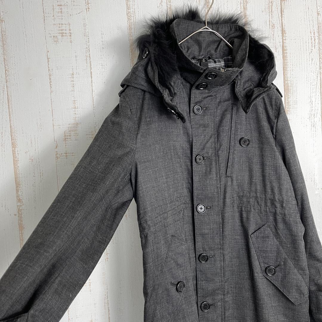 安い送料無料 美品 BURBERRY バーバリー モッズコート ファー チェック ロゴ 8j2mQ-m12516281927 安い日本製