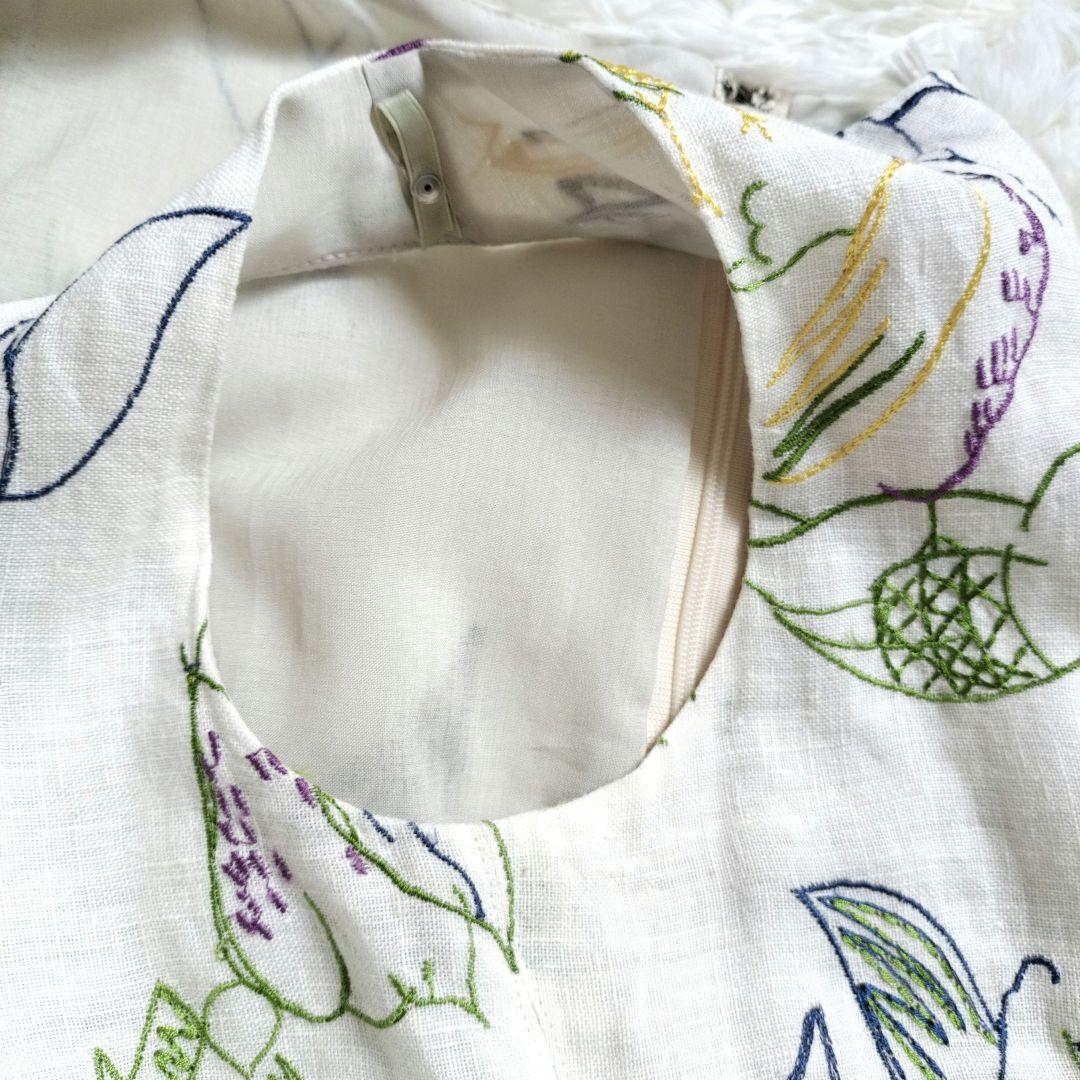 シビラ 鳥刺繍 ワンピース 麻100% リネン 日本製 - メルカリ