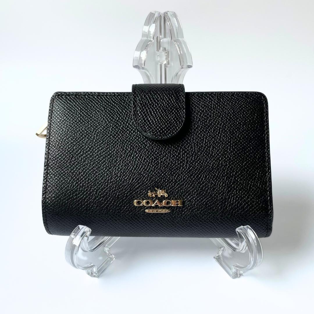 【Aランク】COACH⭐定番ブラック二つ折り財布 黒 Aランク】COACH⭐定番ブラック二つ折り財布 黒