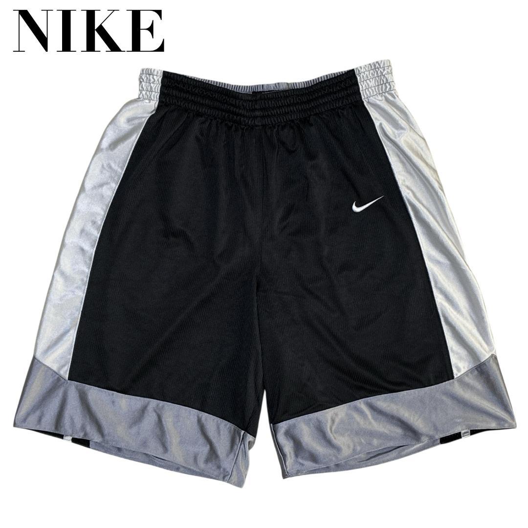 NIKE ナイキ 刺繍ロゴ バスケパンツ バスパン ハーフパンツ 黒 切替 L