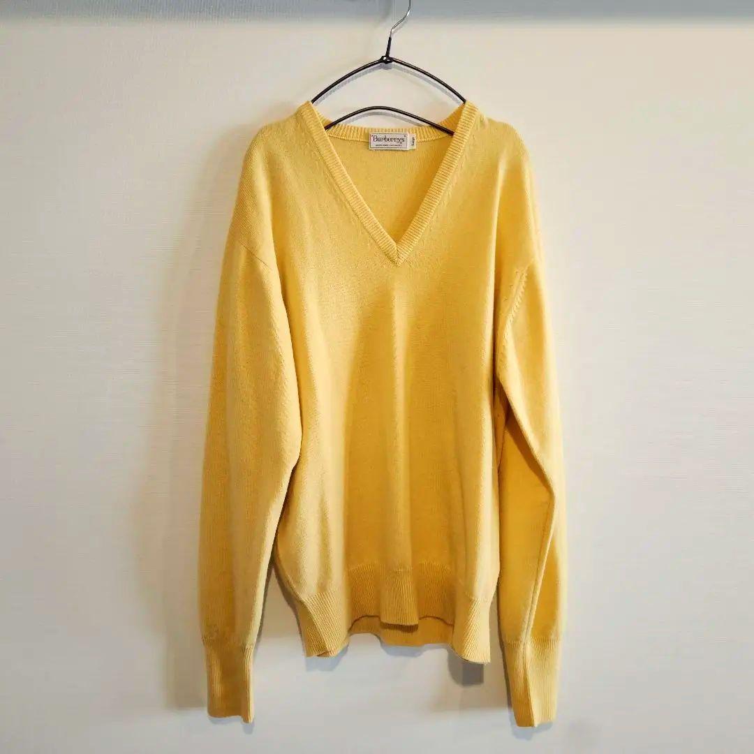 バーバリー vintage カシミヤ Vネックセーター L マスタード
