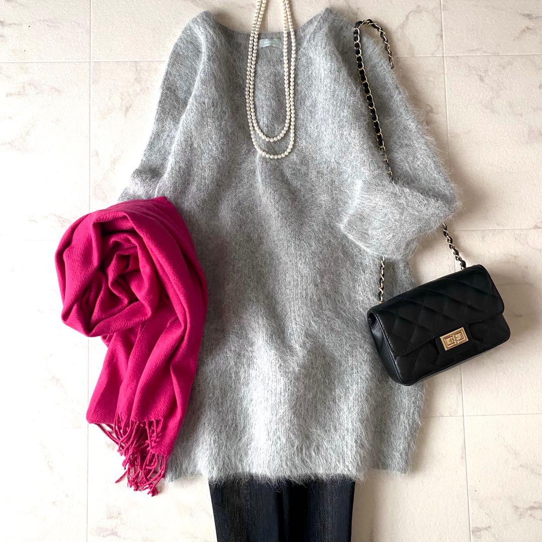 エストネーション ふわふわ アンゴラ シャギーニット チュニックM ESTNATION