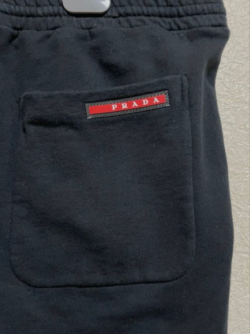 PRADA Linea Rossaプラダリネアロッサ コットンフリースパンツ黒L