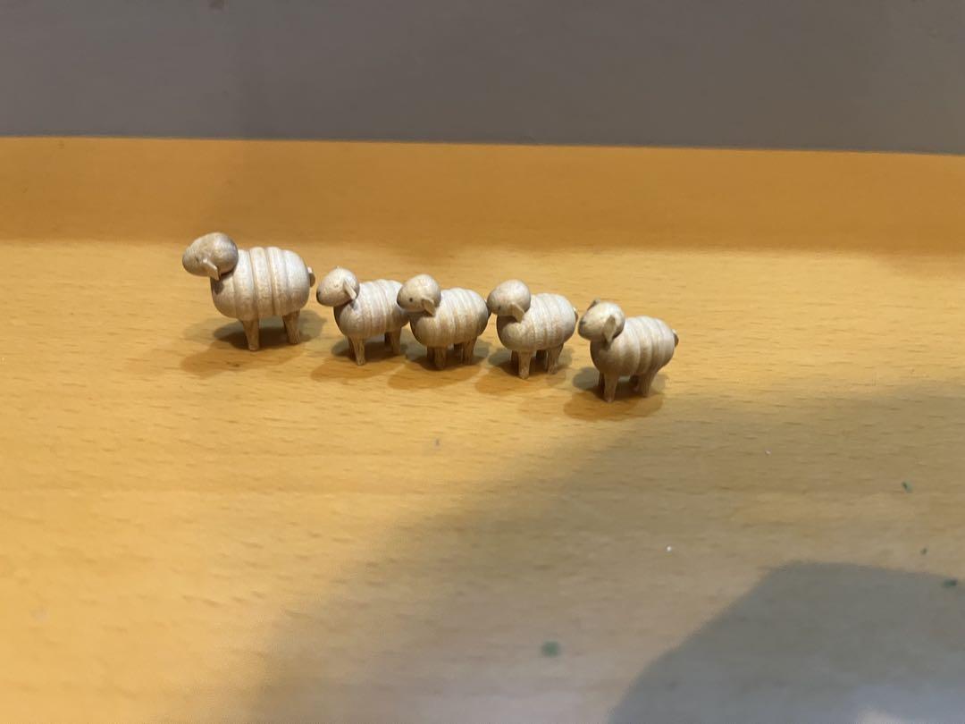 ヴィンテージ 木製 牛 オブジェ ミニ 赤ぶち おすわり Trauffer