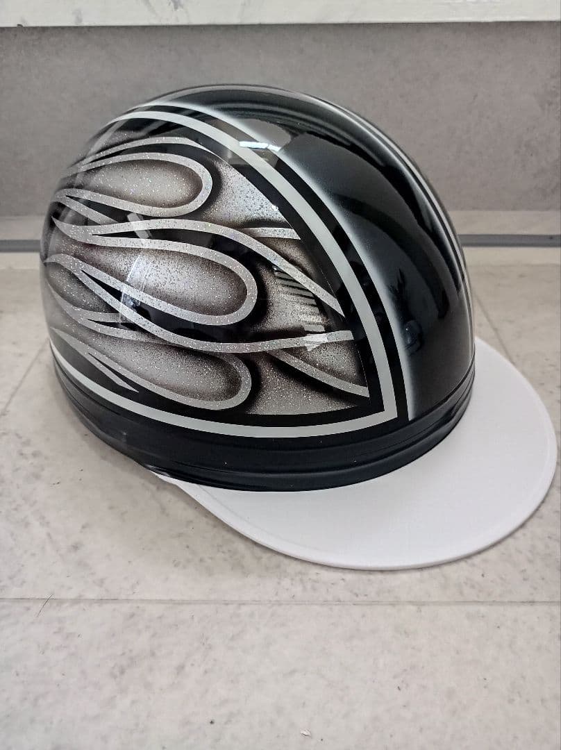 カスタムコルク半　黒白ファイヤー　七色ラメ