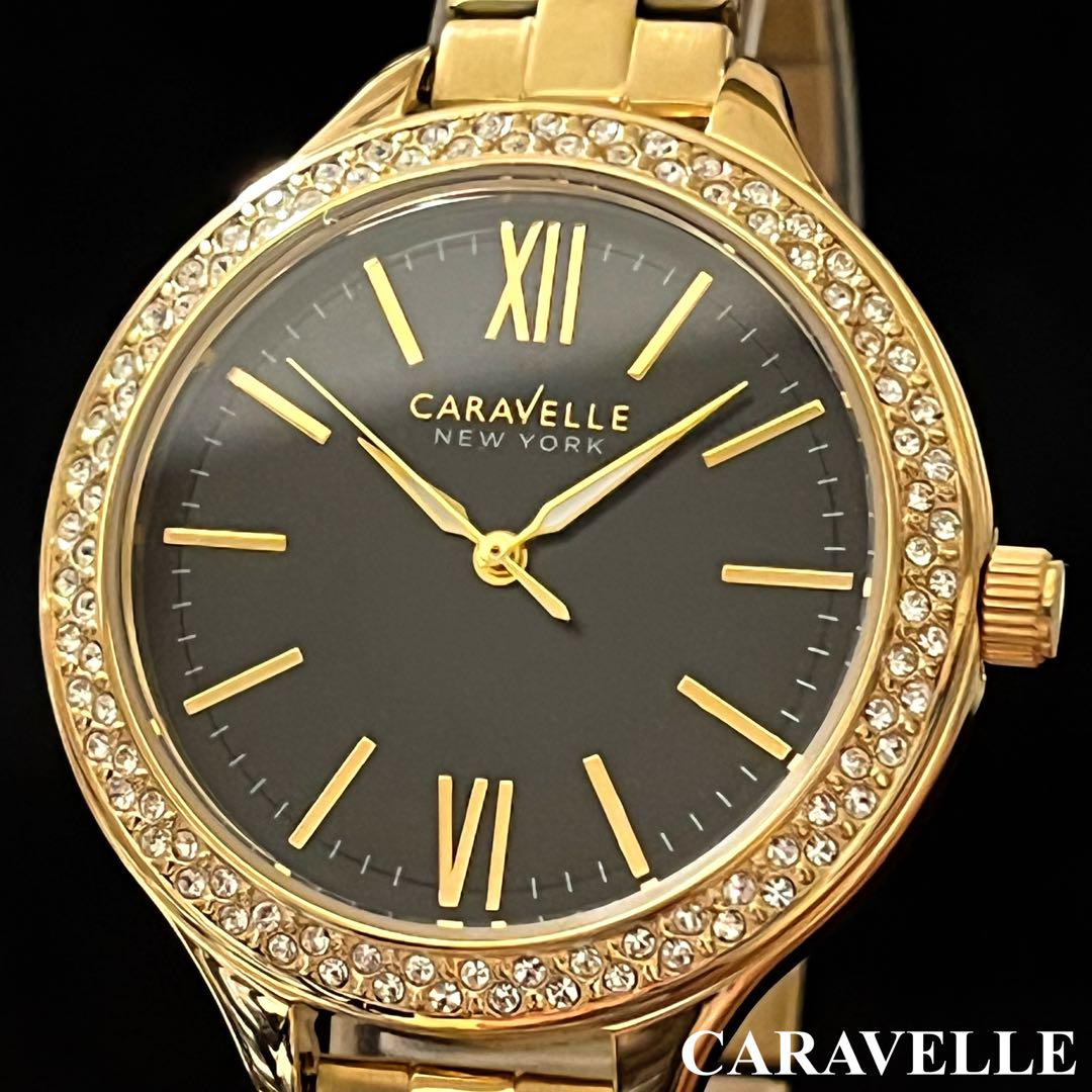 【ゴージャス】CARAVELLE/レディース腕時計/お洒落/ローズ.ゴールド色