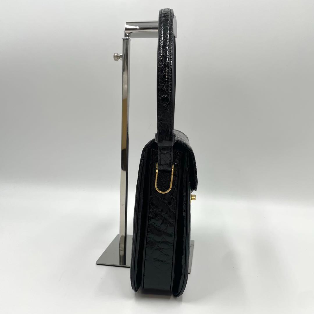 クワンペン KWANPEN ハンドバッグ シャイニークロコ ブラック 黒