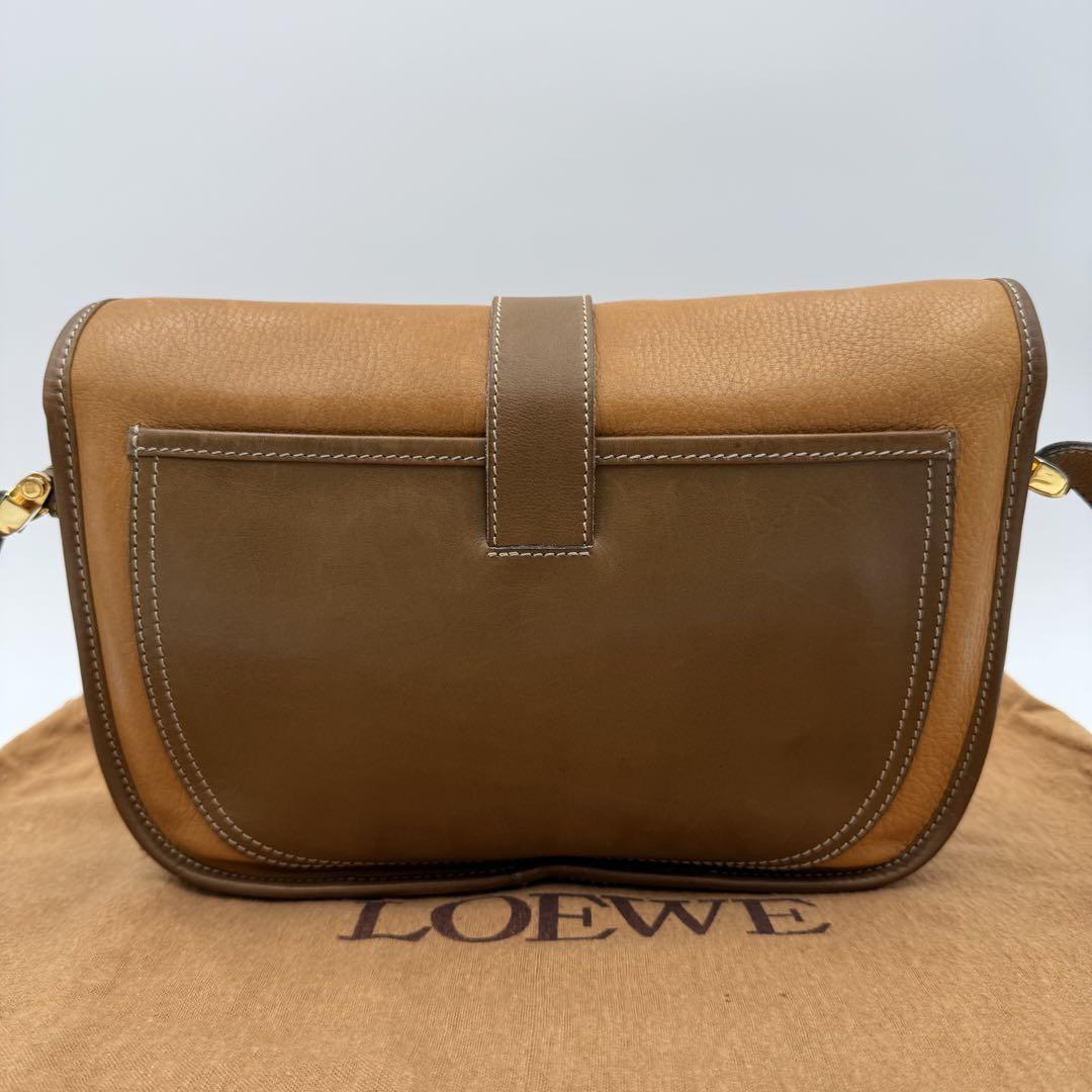 高級 保存袋付き ロエベ アナグラム レザー フラップ ショルダー