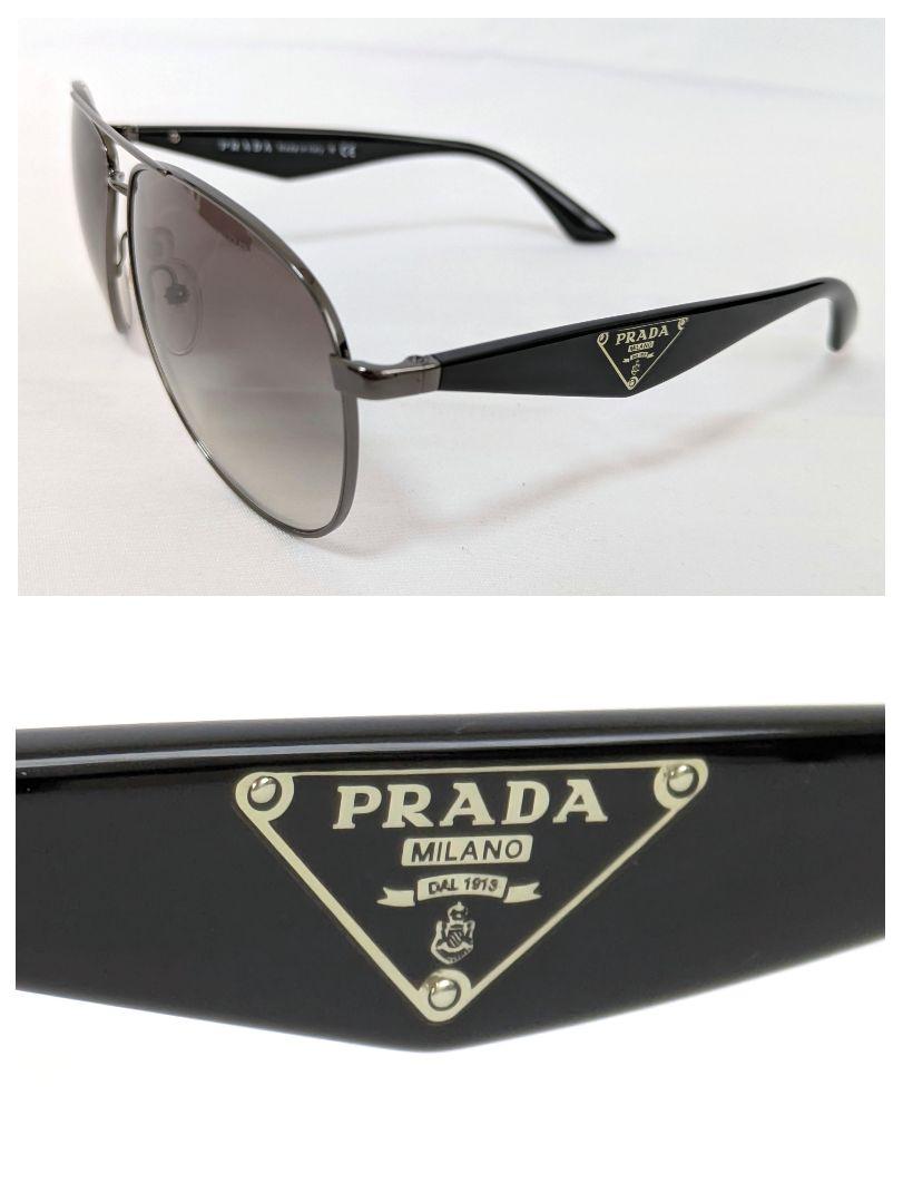 【新品】PRADA プラダ サングラス ティアドロップ メタル 三角プレート 極美品】 PRADA サングラス ティアドロップ 三角プレート サイド