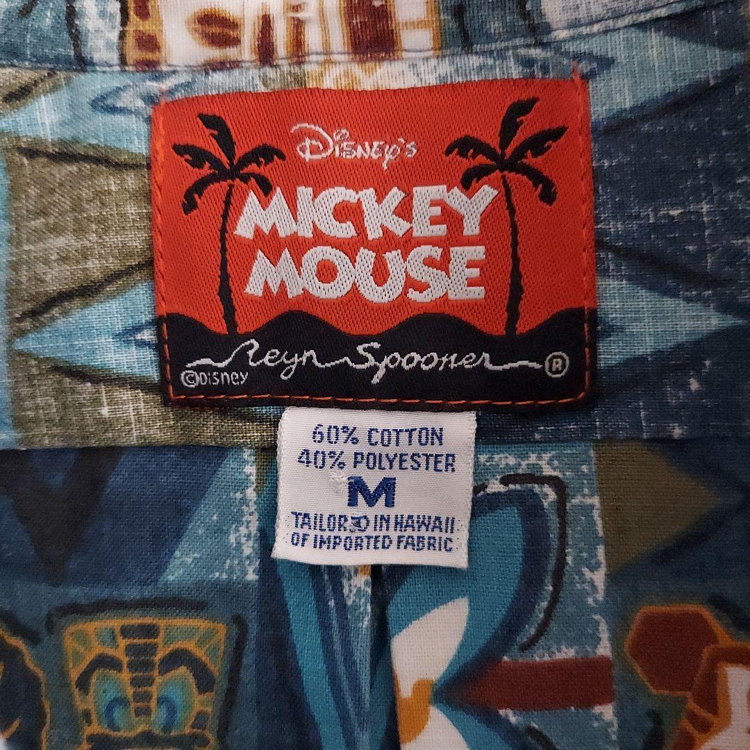 新しい季節 DISNEY】美品 ディズニー レインスプーナー アロハシャツ M 青緑 トップス