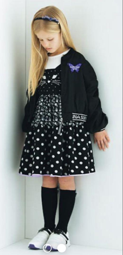 ANNA SUI キッズ ジャケット 黒 蝶の刺繍　サイズL