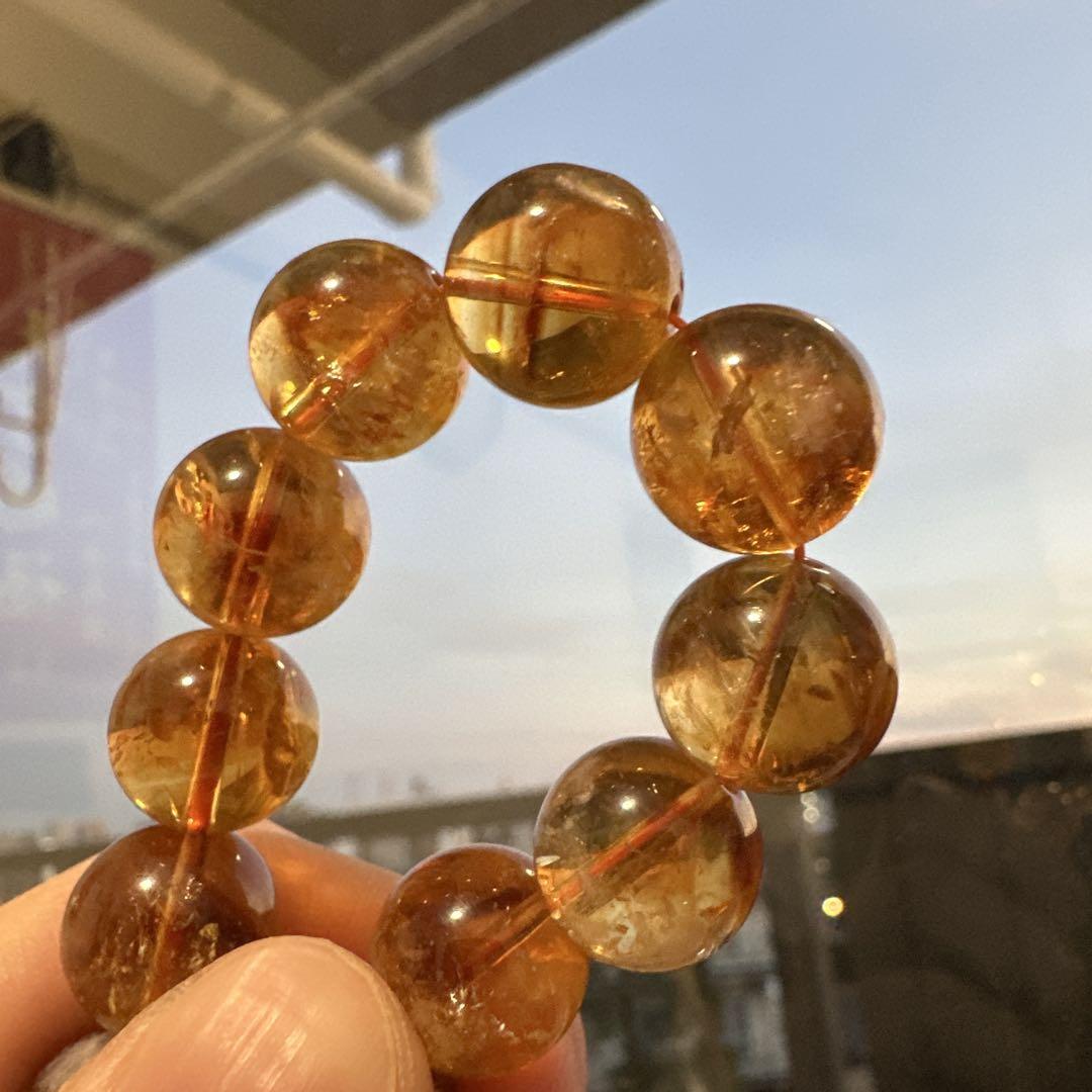 天然水晶 琥珀金色 ブレスレット エネルギー石