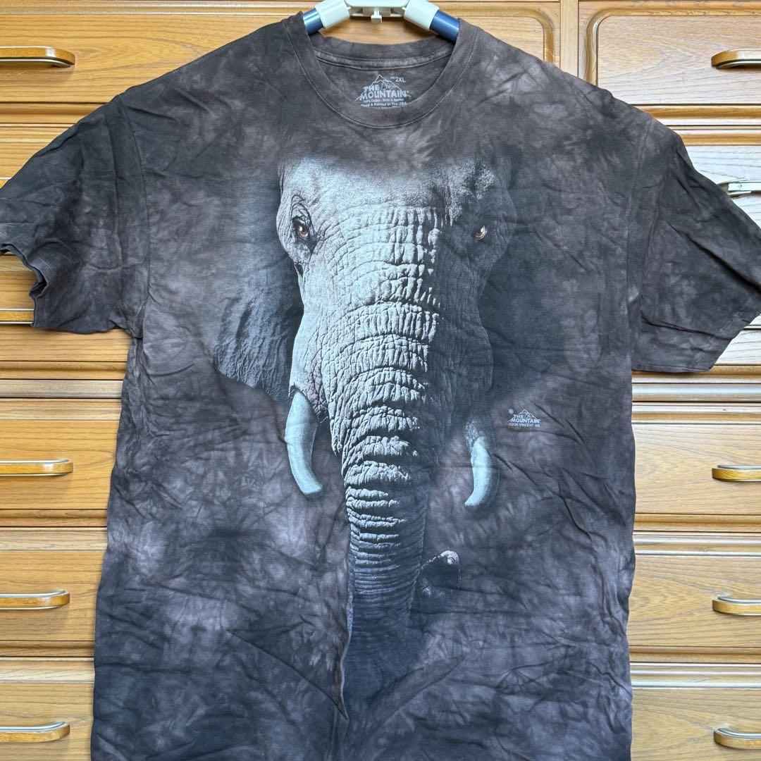 象プリント ダークブラウン Tシャツ 2XL