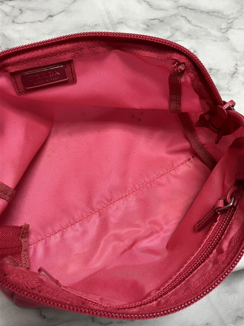 良品　PRADA プラダ　三角ロゴプレート　ピンク　ナイロン　ポーチ　小物入れ