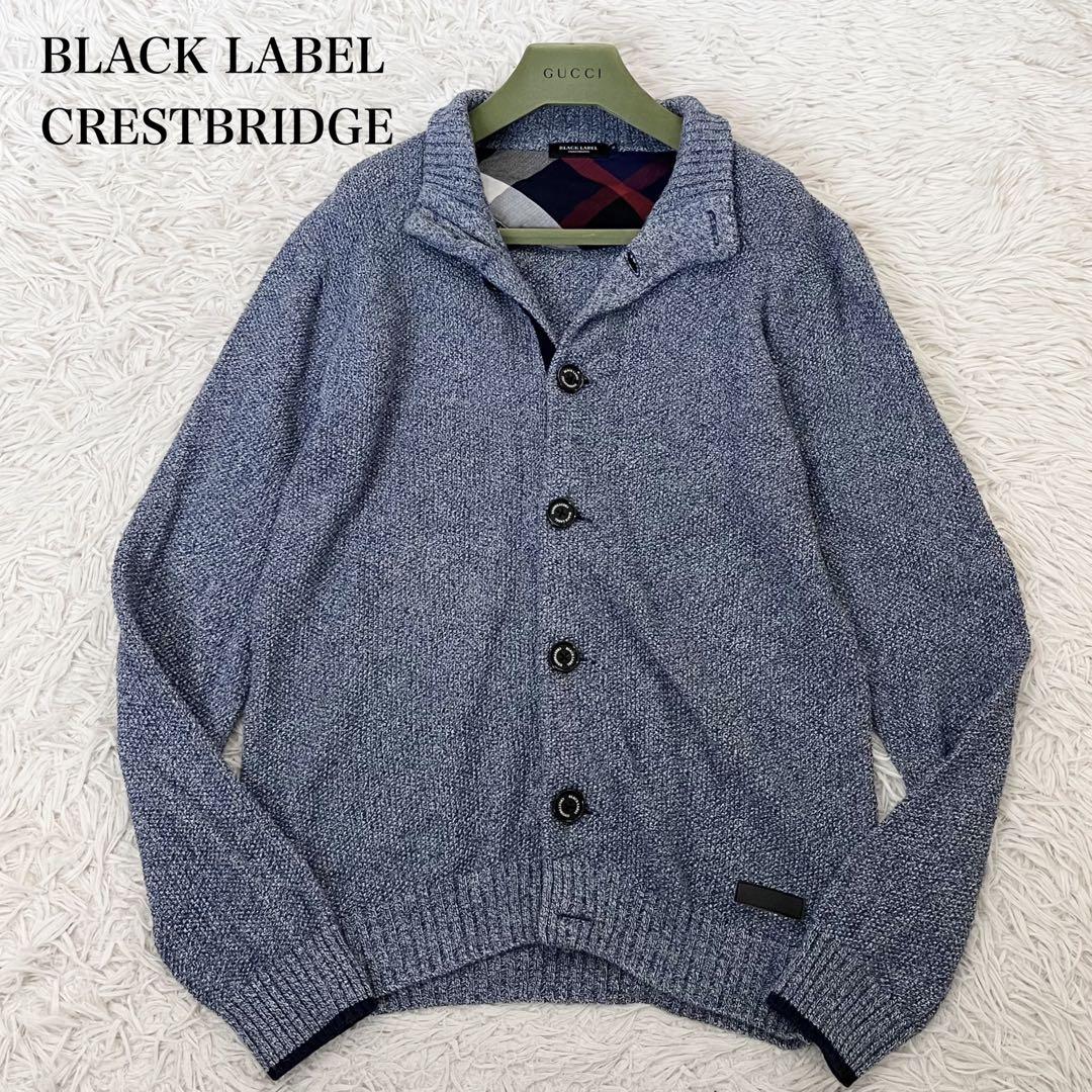 ブラックレーベルクレストブリッジ ニットジャケット ワッフル生地 ブラックL ✨美品✨ブラックレーベルクレストブリッジ ニットジャケット