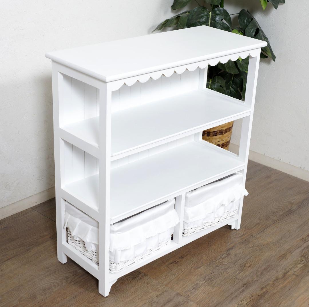 ℳ⑅﻿　お姫様風　白家具　ランドリーチェスト　キャビネット　バスケット2個