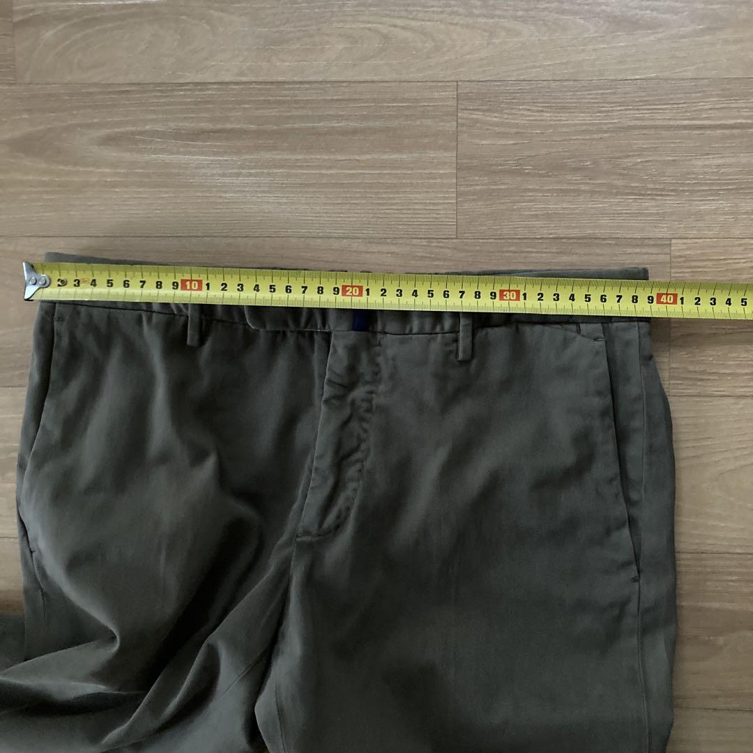 【最終価格】インコテックス カーキブラウンコットンスリムフィットデーパードパンツ