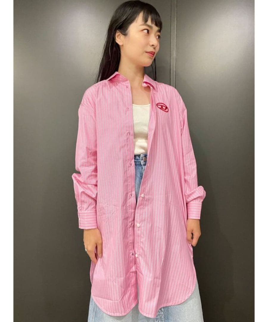 DIESEL ピンクストライプ ロングシャツS DIESEL