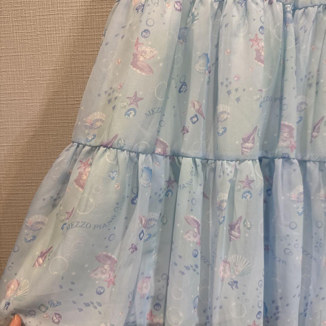 メゾピアノ 130 新品　シェル柄　切替　カットワンピース　半袖　夏