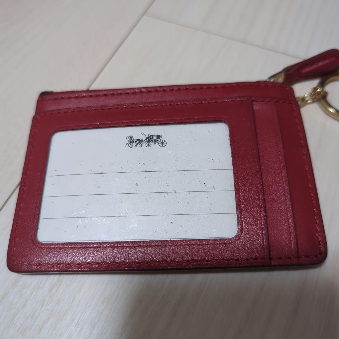COACH コーチ コインケース 小銭入れ レッド 赤色 キーリング付