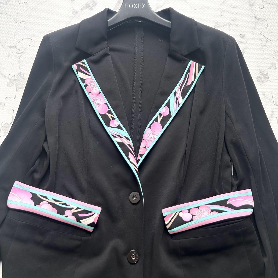 美品♡ レオナール カンカン素材 トリムテーラードジャケット