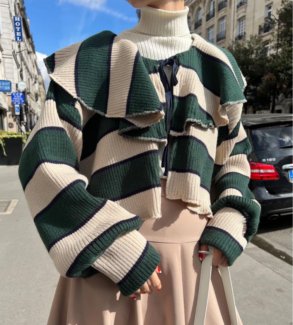POPPY ボーダーニットカーディガン