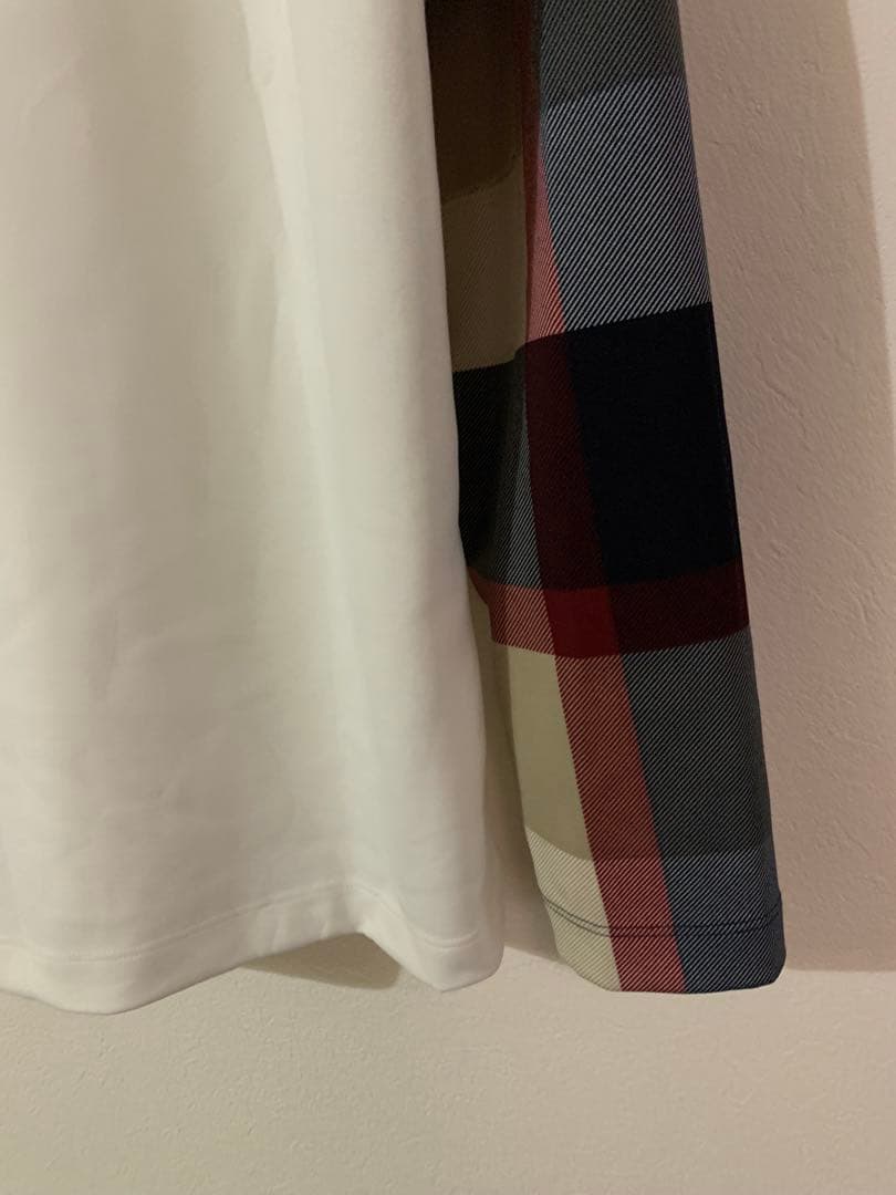 スリーブチェックストレッチカットソー LサイズL