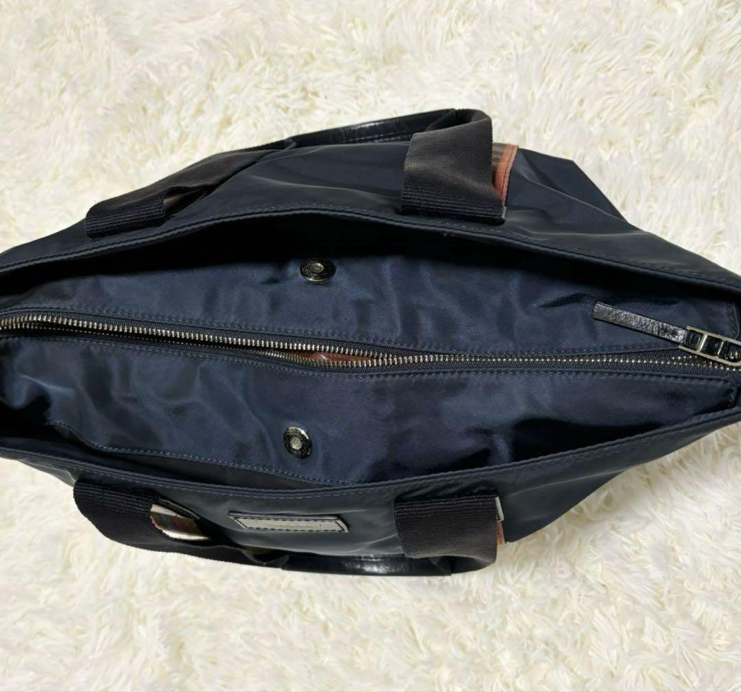 美品✨ポールスミス トートバッグ A4可能 マルチストライプ 紺色 大容量