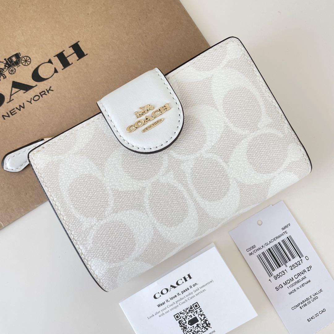 COACH コーチ 折り財布 シグネチャー チョーク ホワイト 白色二