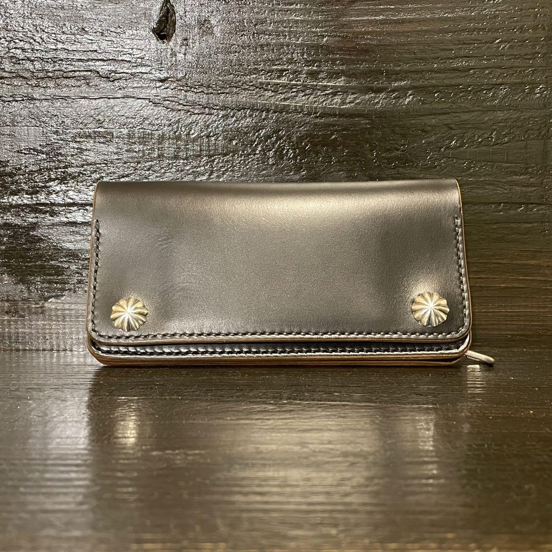 HORWEEN クロムエクセル　セミロングトラッカーウォレット2層シルバー950