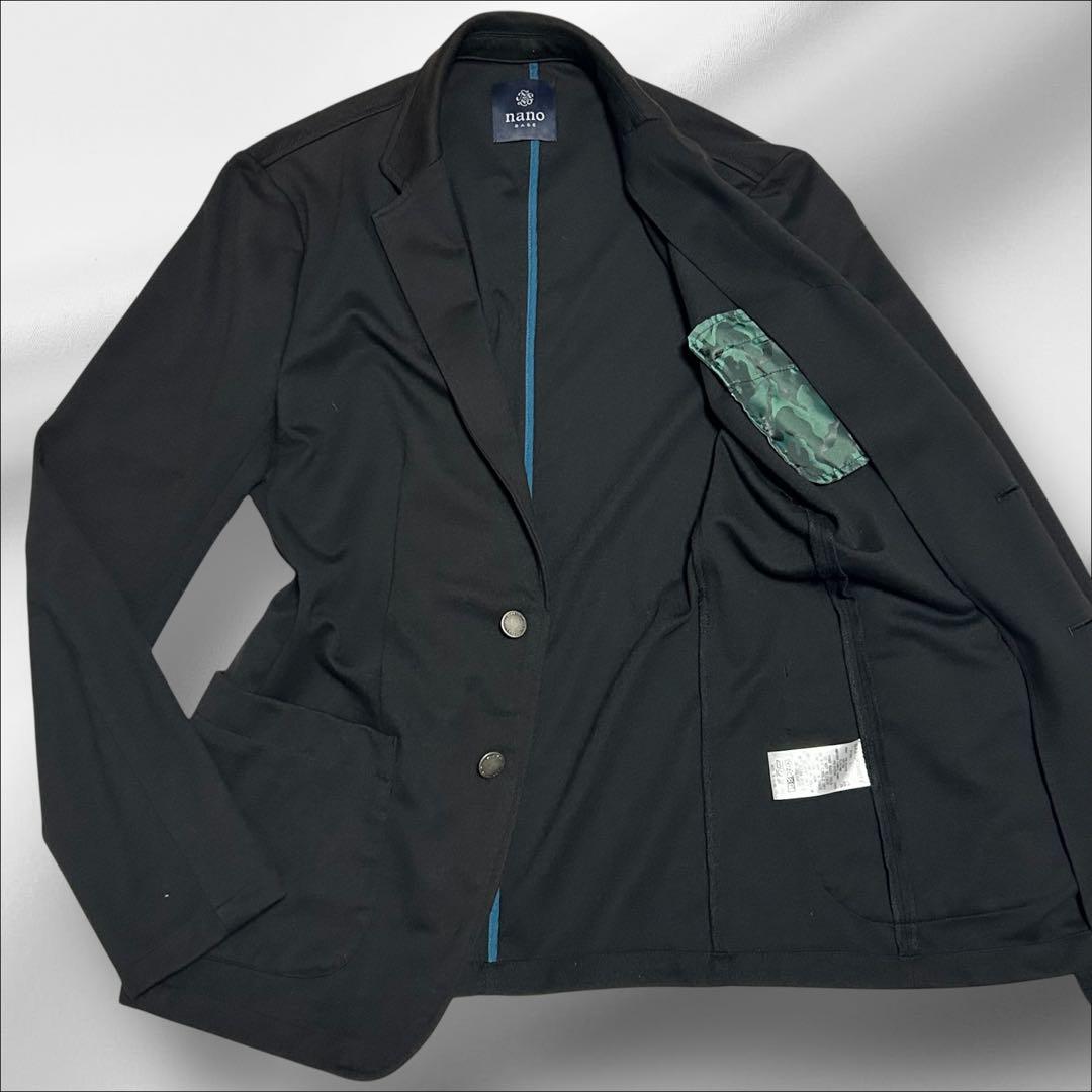 【美品】ナノ L ジャケット　ストレッチ　洗える　ブラック