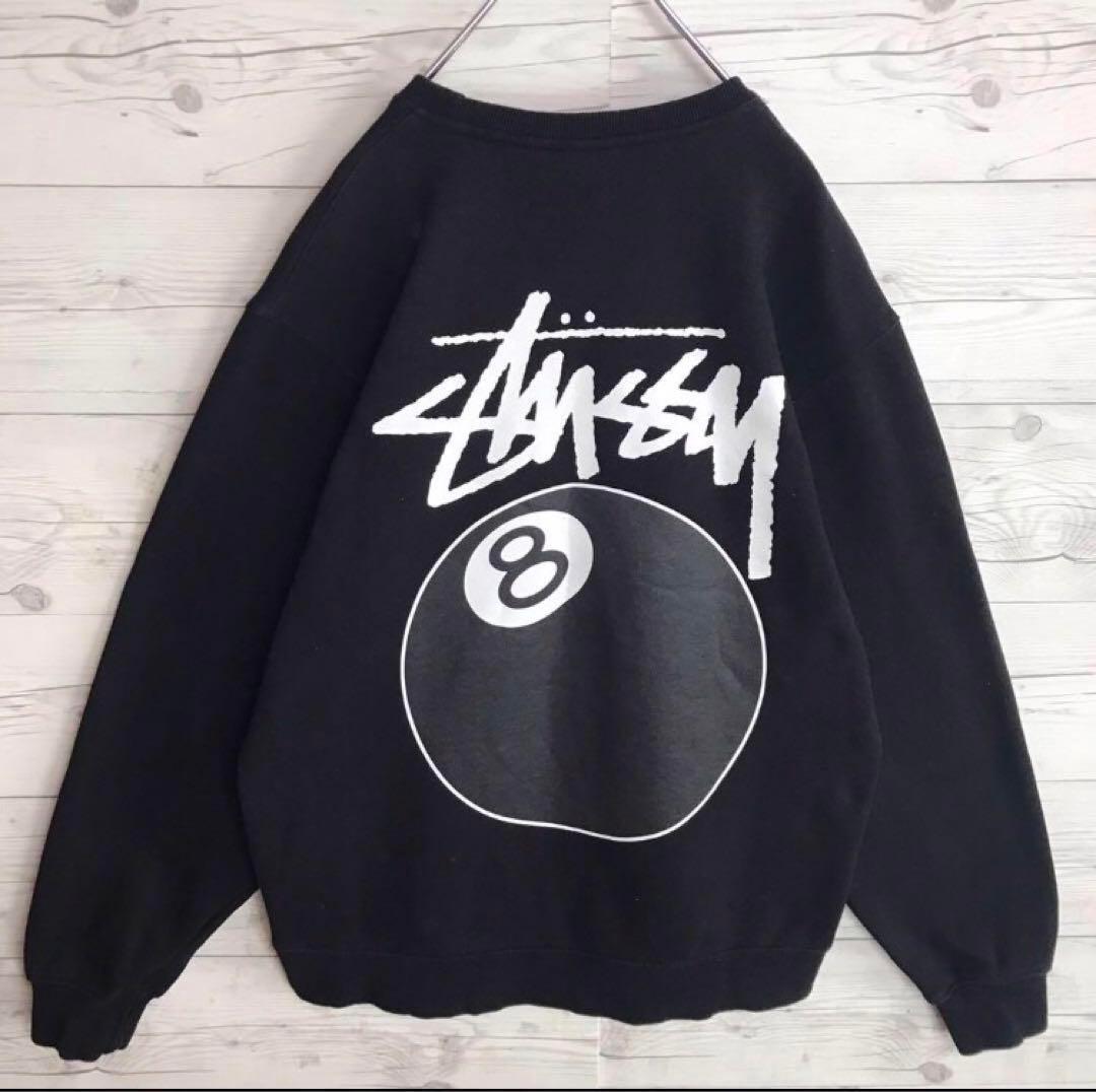 【超人気モデルL】stussy 8ボール 両面プリント 入手困難 スウェット