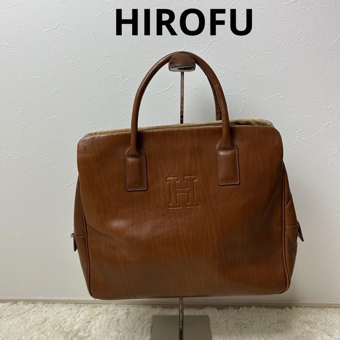 ✨美品✨　HIROHU ヒロフ　ハンドバッグ　オールレザー　ブラウン　Hロゴ