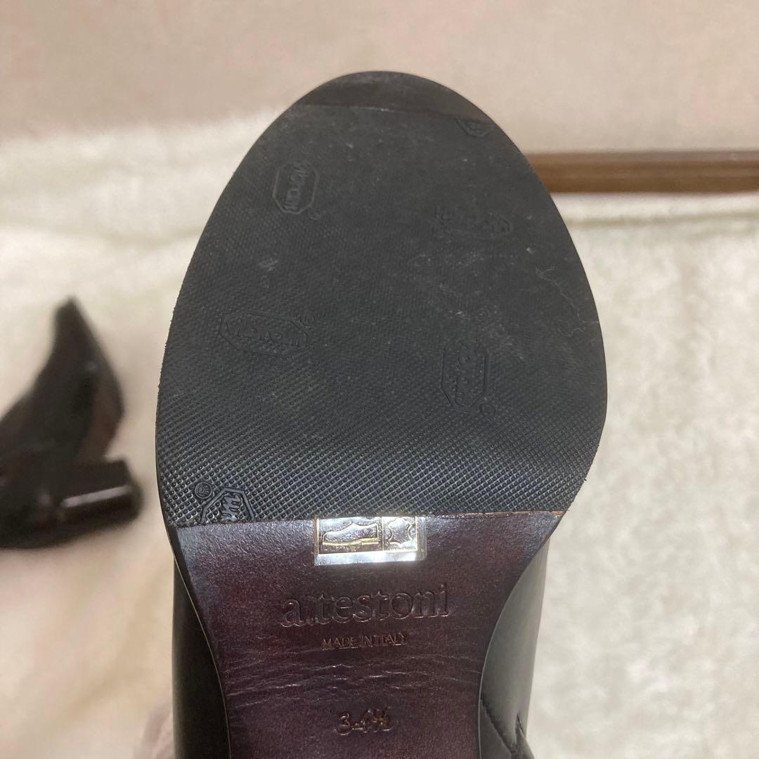 【美品】a.testoni ITALY製 レザーブラックロングブーツ22.5cm 【美品】a.testoni ITALY製 レザーブラックロングブーツ22.5cm