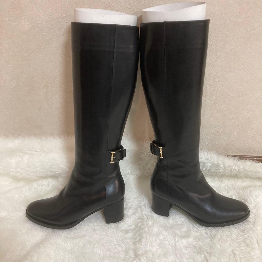 【美品】a.testoni ITALY製 レザーブラックロングブーツ22.5cm 【美品】a.testoni ITALY製 レザーブラックロングブーツ22.5cm