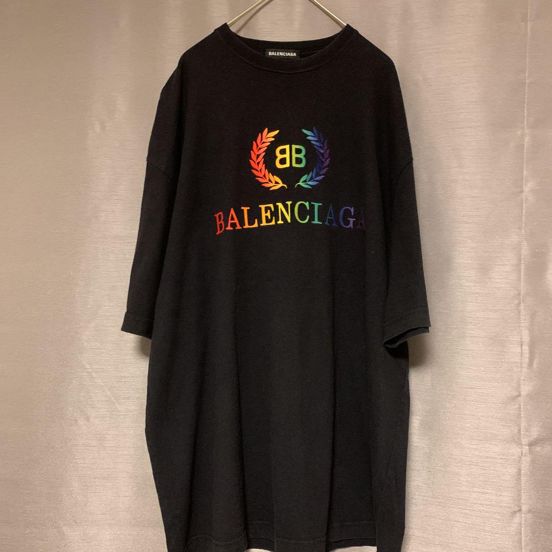 0円 最大62%オフ! BALENCIAGA tシャツ レインボー ビックシルエット オーバーサイズ