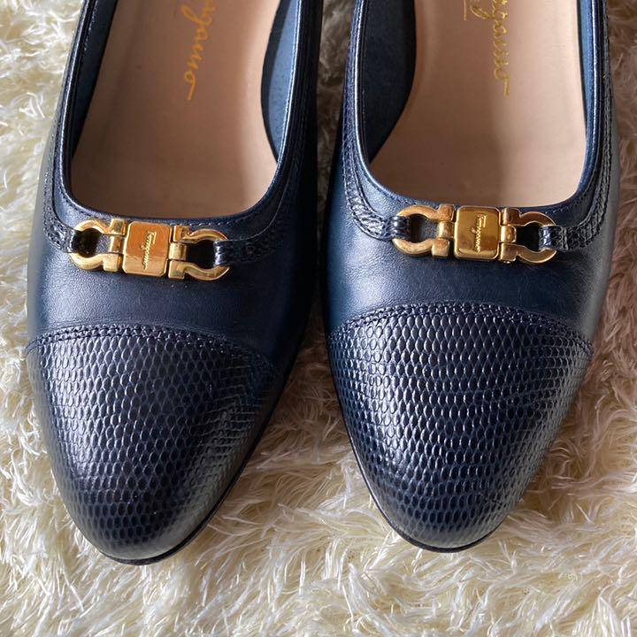 格安日本製 ♡美品 ガンチーニ ネイビー レザー nXwvF-m12644656968 Ferragamo フェラガモ 24.5 HOTSALE