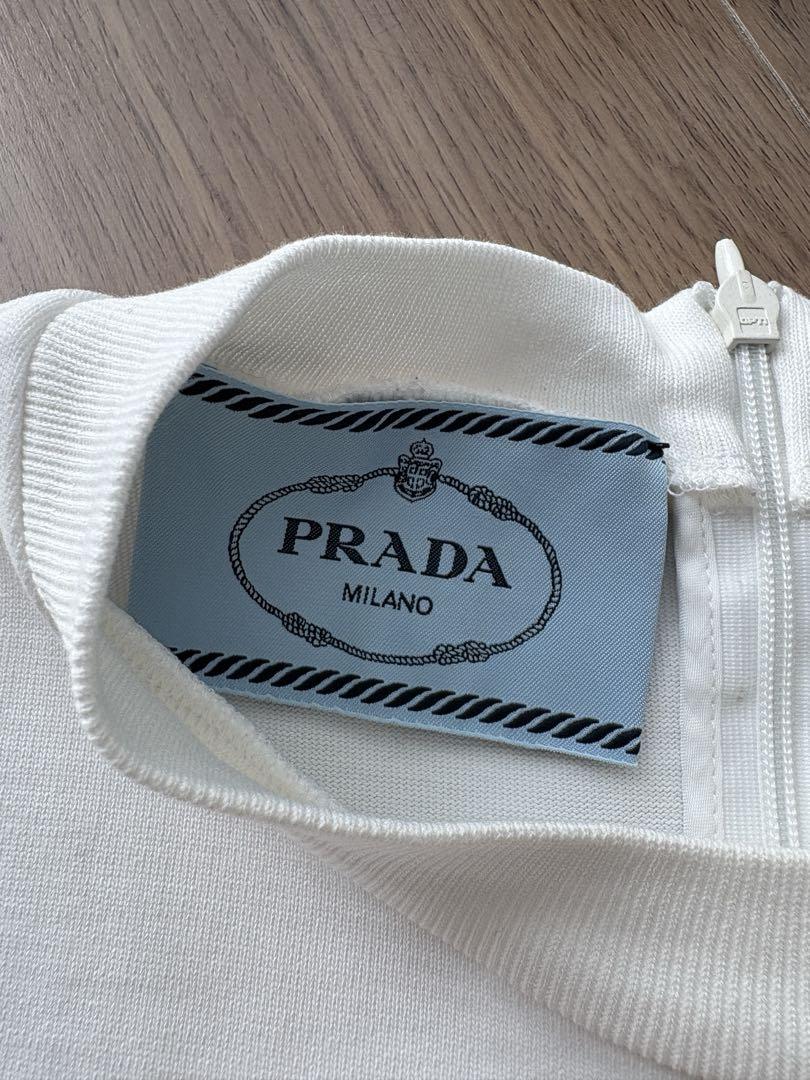 プラダPRADA ホワイト コットン ワンピース 38 - メルカリ