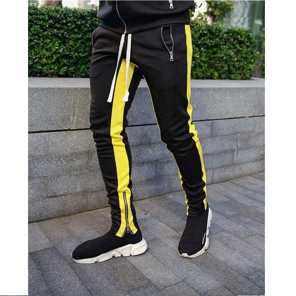 サイドライン スウエット 黒×黄 M iDSo0-m12646990739 ストレッチ ジョガーパンツ スキニーパンツ 特価好評