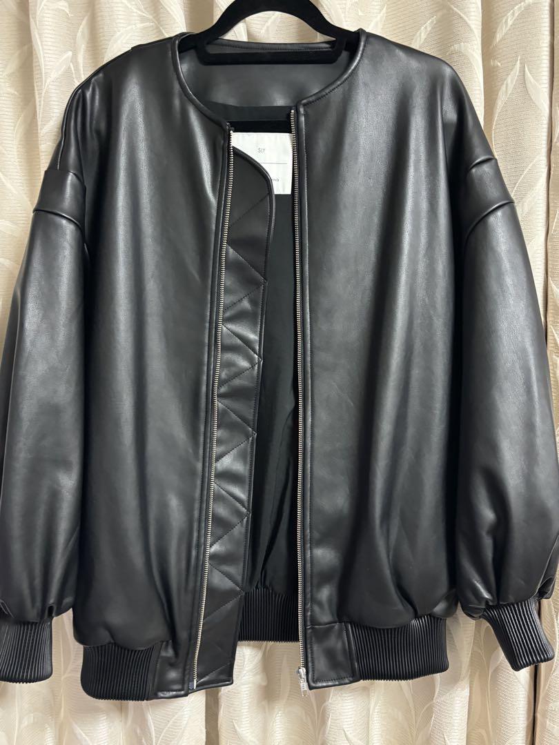 SLY ボンバージャケット レザージャケット レザーブルゾン ブラック