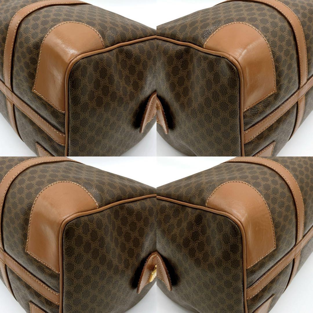 CELINE】ボストンバッグ マカダム柄 ゴールド金具 PVC ダーク